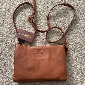 Brown Geniune Leather Crossbody Bag Oak & Tan Vilenca